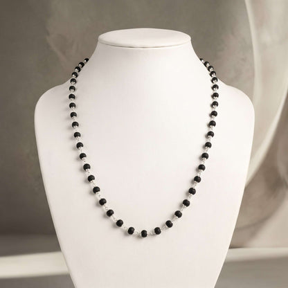 Silver Plated Pure Karungali Kavach Mala - Pure Ebony Wood