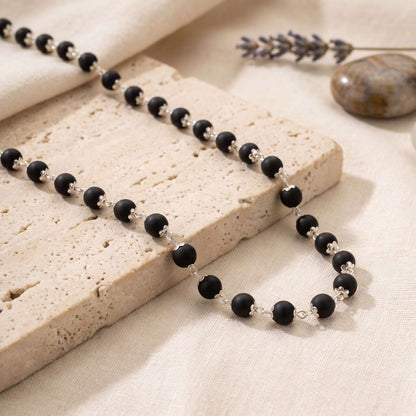 Silver Plated Pure Karungali Kavach Mala - Pure Ebony Wood